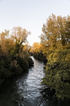 black river of terni that passes through the city coming from the marble waterfall