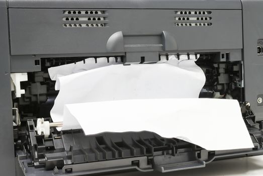 Paper Stuck, Paper Jam In Printer At Office