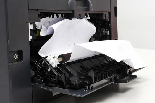 Paper Stuck, Paper Jam In Printer At Office