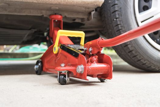 Car floor jack for car for repair check Maintenance of cars 