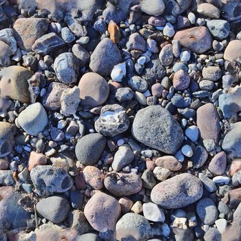 Photo realistic seamless texture pattern of pebbles and stones at a baltic sea beach