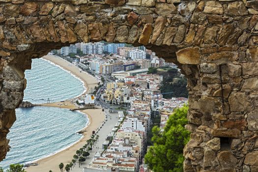 Top view of the central part of Blanes from the fortress of San-Huan (Spain, Catalonia)