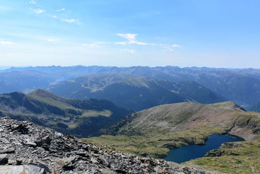 Estanys de Vall del Riu. Beautiful mountain landscape in Pyrenees, Andorra.