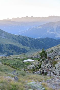 Estanys de Vall del Riu. Beautiful mountain landscape in Pyrenees, Andorra.