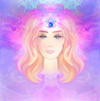 Woman with third eye, psychic supernatural senses