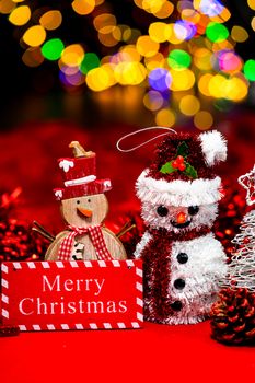 Christmas decoration, Christmas and New Year holidays background, winter season with Christmas ornaments and blurred lights