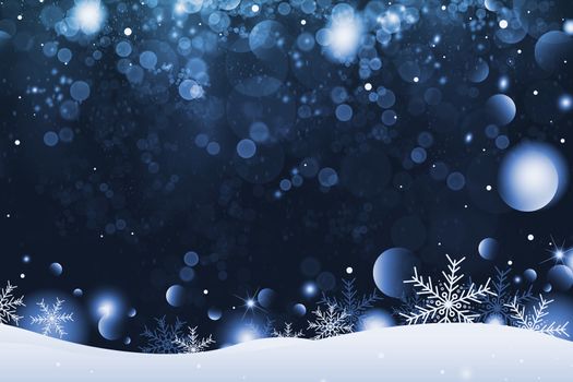 Christmas background concept design of white snowflake and bokeh in the winter illustration