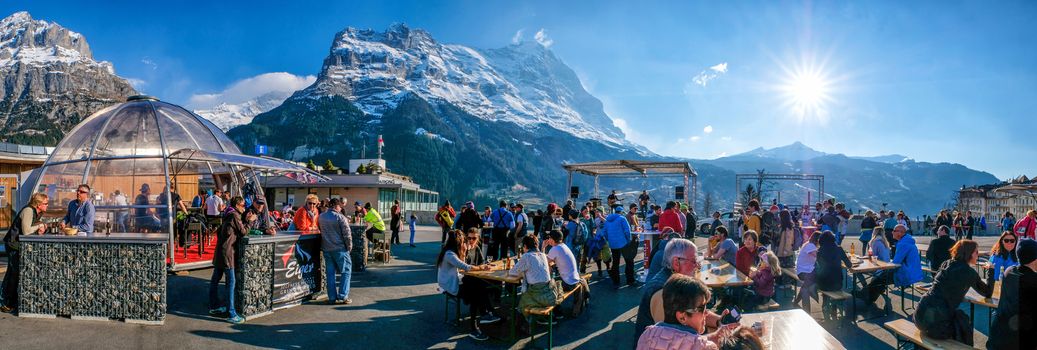 Grindelwald Switzerland - 29 March 2017: concert of English rock band in hight mountain oldtown at 29 march 2017  Grindelwald Music Festival, Switzerland