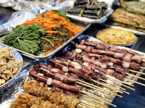 Street food at Dongdaemun district nightlife in Seoul, Korea