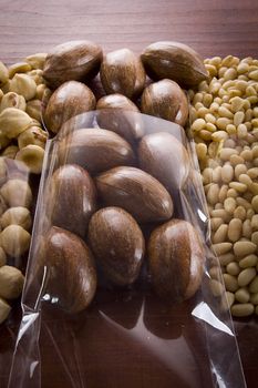 Pecan nuts in shell in transparent packaging