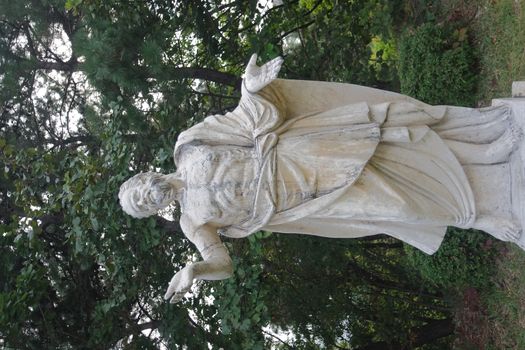 CHUNCHEON, SOUTH KOREA- October-03, 2020: The ancient marble portrait of man with beard placed in a public park