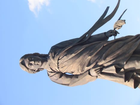 The Statue of Soyanggang Cheonyeo(Virgin) in Chuncheon, South Korea- Sep, 2020 : It was built in 2005 to spread the song of "Soyanggang Cheonyeo" well known as the national popular song of Korea