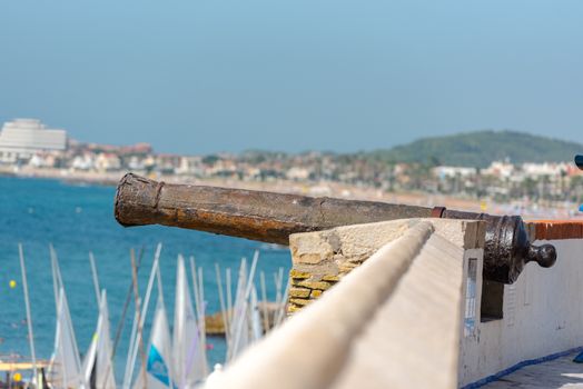 Canyon in the beach in Sitges in summer 2020.