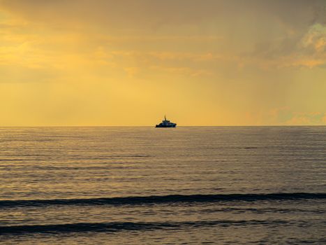 The Baltic Sea at sunset, stormy dramatic clouds. storm Passing over Sea, Sunset and dark clouds after storm. The Vacation, summer concept