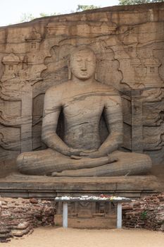 Polonnaruwa Sri Lanka Ancient ruins. Statues including Buddha stupa carvings . High quality photo