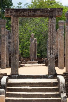 Polonnaruwa Sri Lanka Ancient ruins. Statues including Buddha stupa carvings . High quality photo