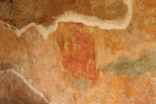 Sigiriya, Sri Lanka murals rock paintings Damsels or Cloud Maidens, 5th century frescoes, Sigiriya Lion Rock Fortress, 