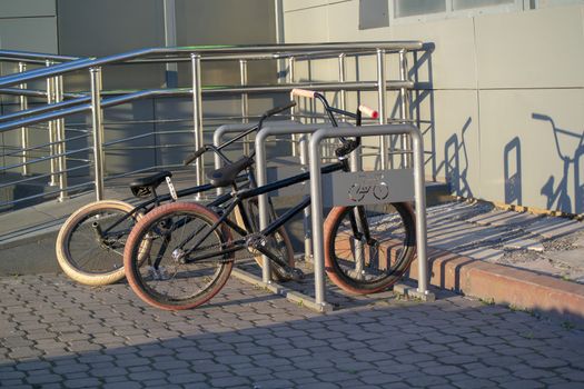 parking space for bicycles bicycle parking lot on the street.