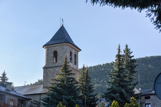 Alp, Spain : 2020 19 July : Church of Parròquia de Sant Pere in Summer. Alp, Spain  on July 2020.