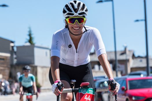 Les Anglres, France : 2020 19 July : Cyclists in Amateur Race La Cerdanya Cycle Tour 2020 in Les Angles, France.