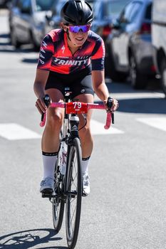 Les Anglres, France : 2020 19 July : Cyclists in Amateur Race La Cerdanya Cycle Tour 2020 in Les Angles, France.