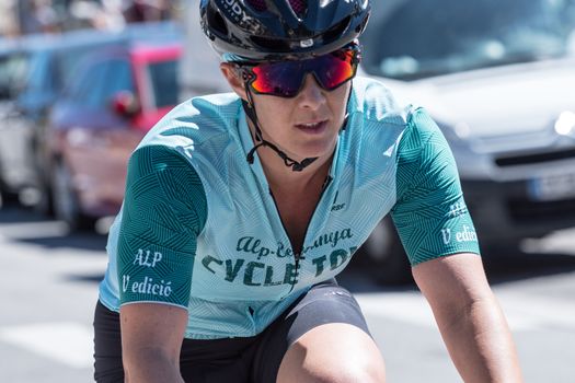 Les Anglres, France : 2020 19 July : Cyclists in Amateur Race La Cerdanya Cycle Tour 2020 in Les Angles, France.