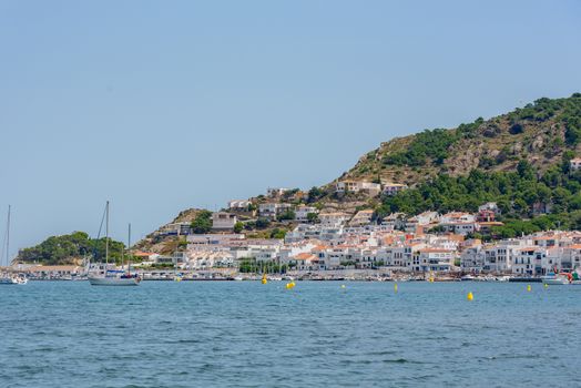 Port de la Selva, Spain : 9 July 2020 : View of Port de la Selva, one of the most touristic villages of Costa Brava, on 9 July 2020, in Port de la Selva, Catalonia, Spain.