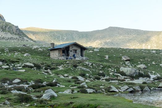 Landscape in Montmalus Lake in summer on Andorra.