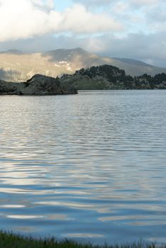 Landscape in Montmalus Lake in summer on Andorra.