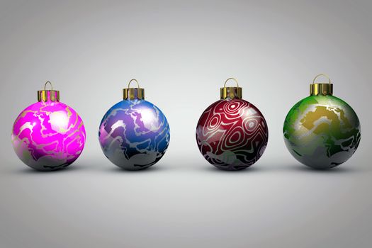 3d illustration of christmas balls on white background