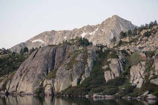 Landscape in Montmalus Lake in summer on Andorra.