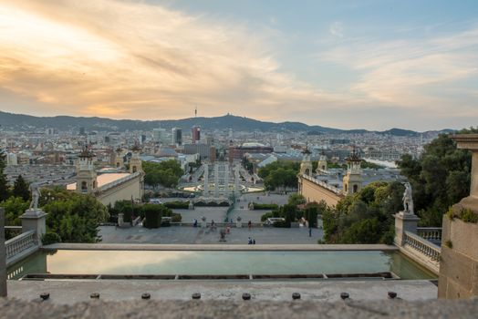 Barcelona, Spain - 26 June 2020 : Plaza de Espana in Barcelona, the square of the capital of Catalonia.