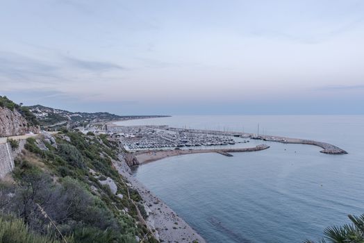 Cityscape in Castelldefels in Barcelona in summer on June 2020.