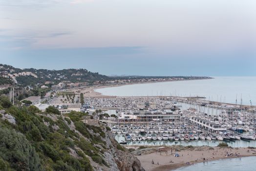 Cityscape in Castelldefels in Barcelona in summer on June 2020.