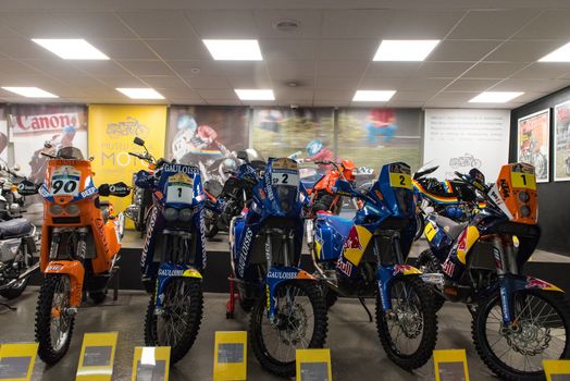 Canillo, Andorra - june 19 2020: Old motorcycles exposed on  the  Motorcyle Museum in Canillo, Andorra on June 19, 2020.