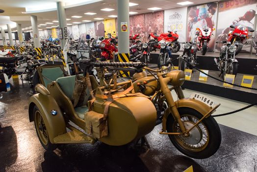 Canillo, Andorra - june 19 2020: Old motorcycles exposed on  the  Motorcyle Museum in Canillo, Andorra on June 19, 2020.