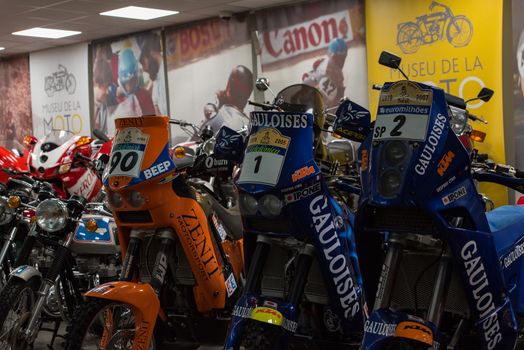 Canillo, Andorra - june 19 2020: Old motorcycle Paris Dakar 2007 exposed on  the  Motorcyle Museum in Canillo, Andorra on June 19, 2020.