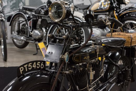 Canillo, Andorra - june 19 2020: Old motorcycles exposed on  the  Motorcyle Museum in Canillo, Andorra on June 19, 2020.