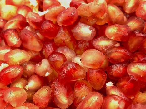 Pomegranate fruits closeup with selective focus