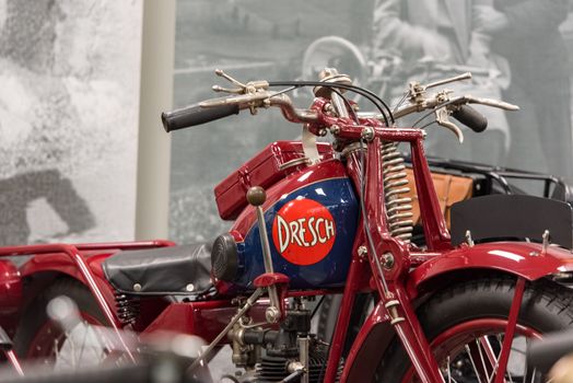 Canillo, Andorra - june 19 2020: Old motorcycle Dresh exposed on  the  Motorcyle Museum in Canillo, Andorra on June 19, 2020.