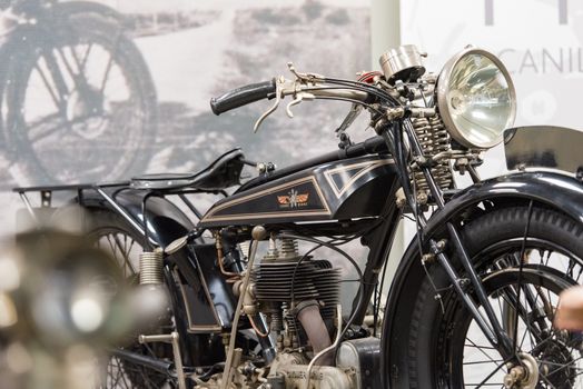 Canillo, Andorra - june 19 2020: Old motorcycle Grome Rhome exposed on  the  Motorcyle Museum in Canillo, Andorra on June 19, 2020.