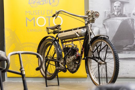 Canillo, Andorra - june 19 2020: Old motorcycles exposed on  the  Motorcyle Museum in Canillo, Andorra on June 19, 2020.