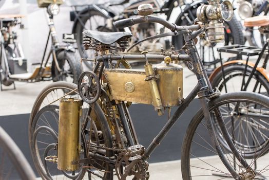 Canillo, Andorra - june 19 2020: Old motorcycles exposed on  the  Motorcyle Museum in Canillo, Andorra on June 19, 2020.