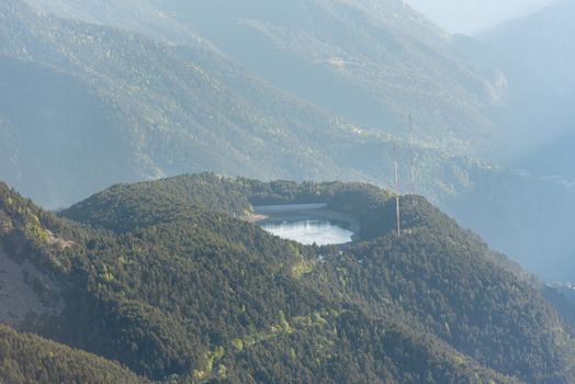 View from Cap de Rep towards Engolasters, you can also see the city of Encamp and Andorra La Vella, Andorra.