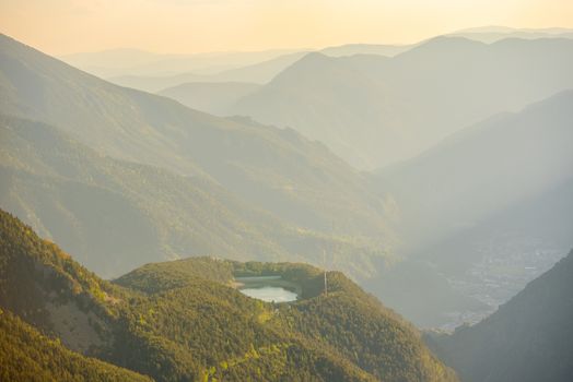 View from Cap de Rep towards Engolasters, you can also see the city of Encamp and Andorra La Vella, Andorra.