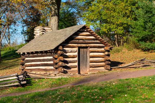 A Reproduction Log Hut at Valley Forge National Historical Park