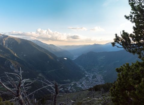 View from Cap de Rep towards Engolasters, you can also see the city of Encamp and Andorra La Vella, Andorra.