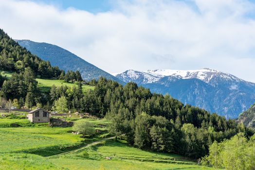 Montains of Andorra in spring in a sunner day.