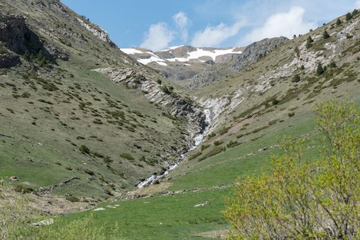 Montaup river in Canillo, Andorra in spring.