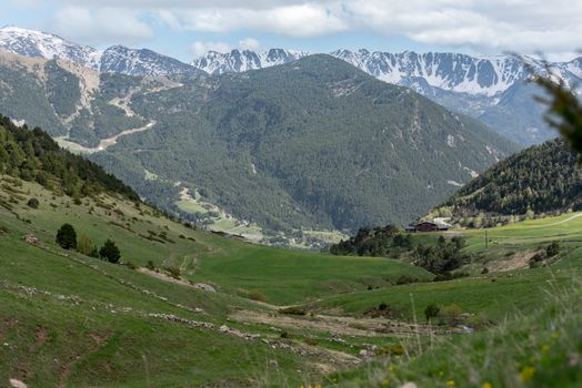 Montaup river in Canillo, Andorra in spring.